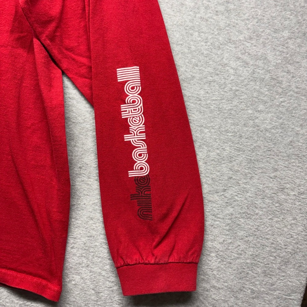 Nike Basketball Vintage Long Sleeve Shirt Red Graphic Swoosh Mens Large Y2K - Picture 5 of 8